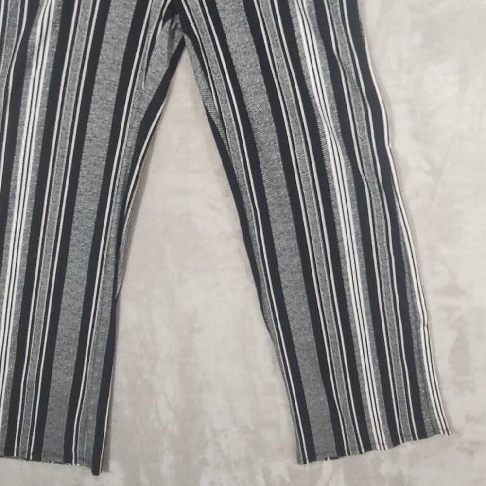 Women's Black White Striped Wide Leg Pants by Joe B. Pullon Tie-Belt Size Large - Picture 13 of 16
